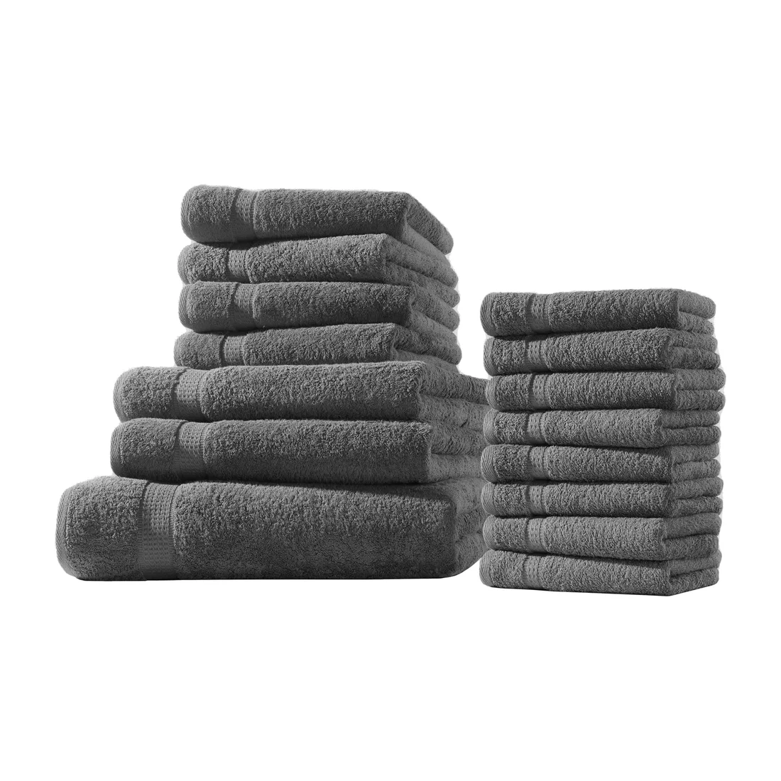 Elegance · Anthrazit – Set mit Bade-, Dusch-, Hand- und Gästetüchern