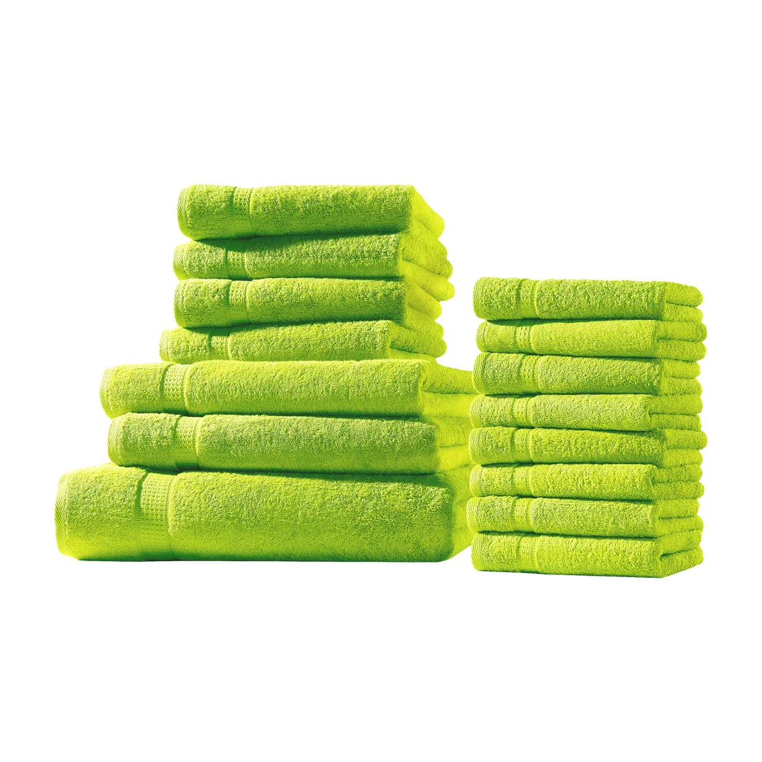 Elegance · Apfelgrün – Set mit Bade-, Dusch-, Hand- und Gästetüchern
